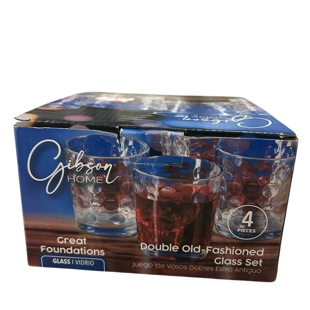 NIB‎ - Gibson Home Glass Double Old Fashioned Glasses - 4 Piece Set Glass